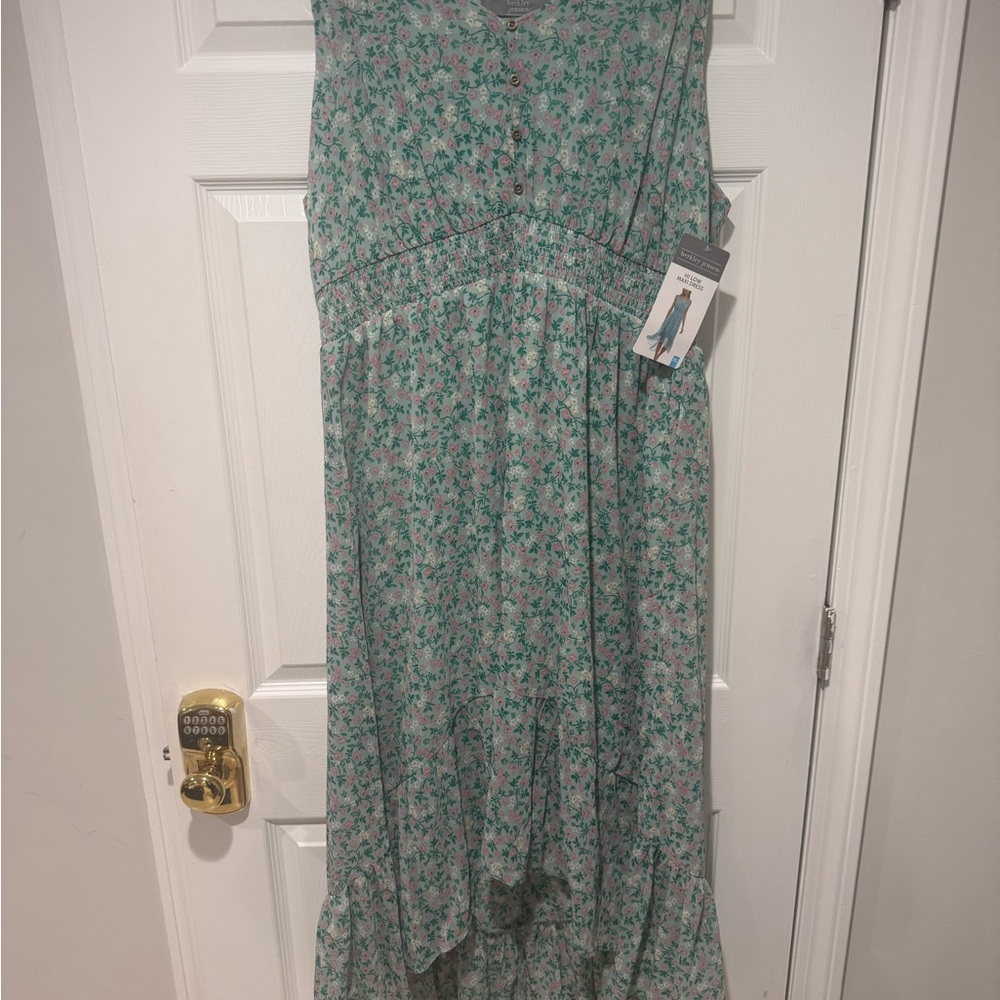 Sleeveless Mint Green Floral Maxi Dress